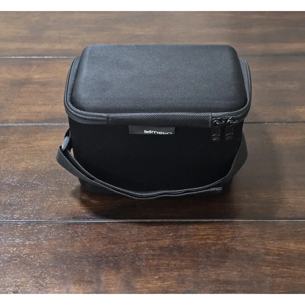 Melin Hat Box Travel Storage Zip Case Black Adjustable Strap Inside Zip Pocket